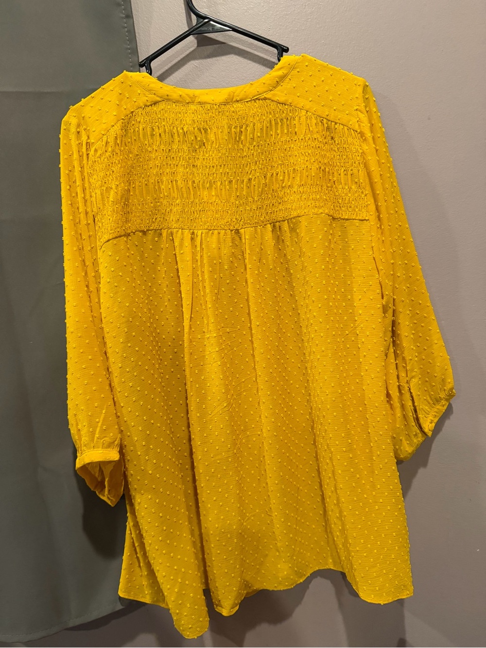 Rose & Olive Women's Mustard Button-Front Swiss Dot Blouse - Picture 3 of 3